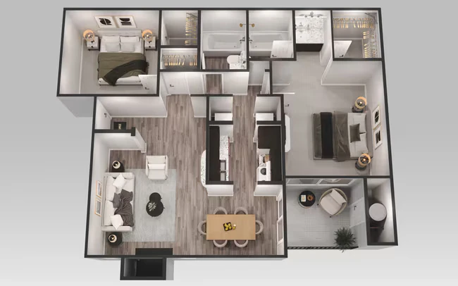 2 Bedroom 2 Bath 1008 floor plan